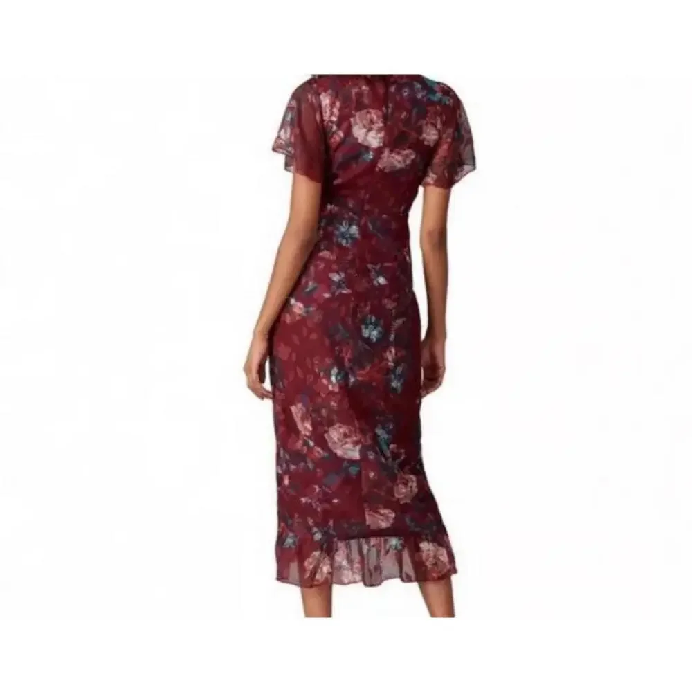 Anthropologie Vone Dress 6 Small‎ Floral Embroidered Whimsical Fairy Faux Wrap